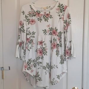 White Floral Babydoll Style Top